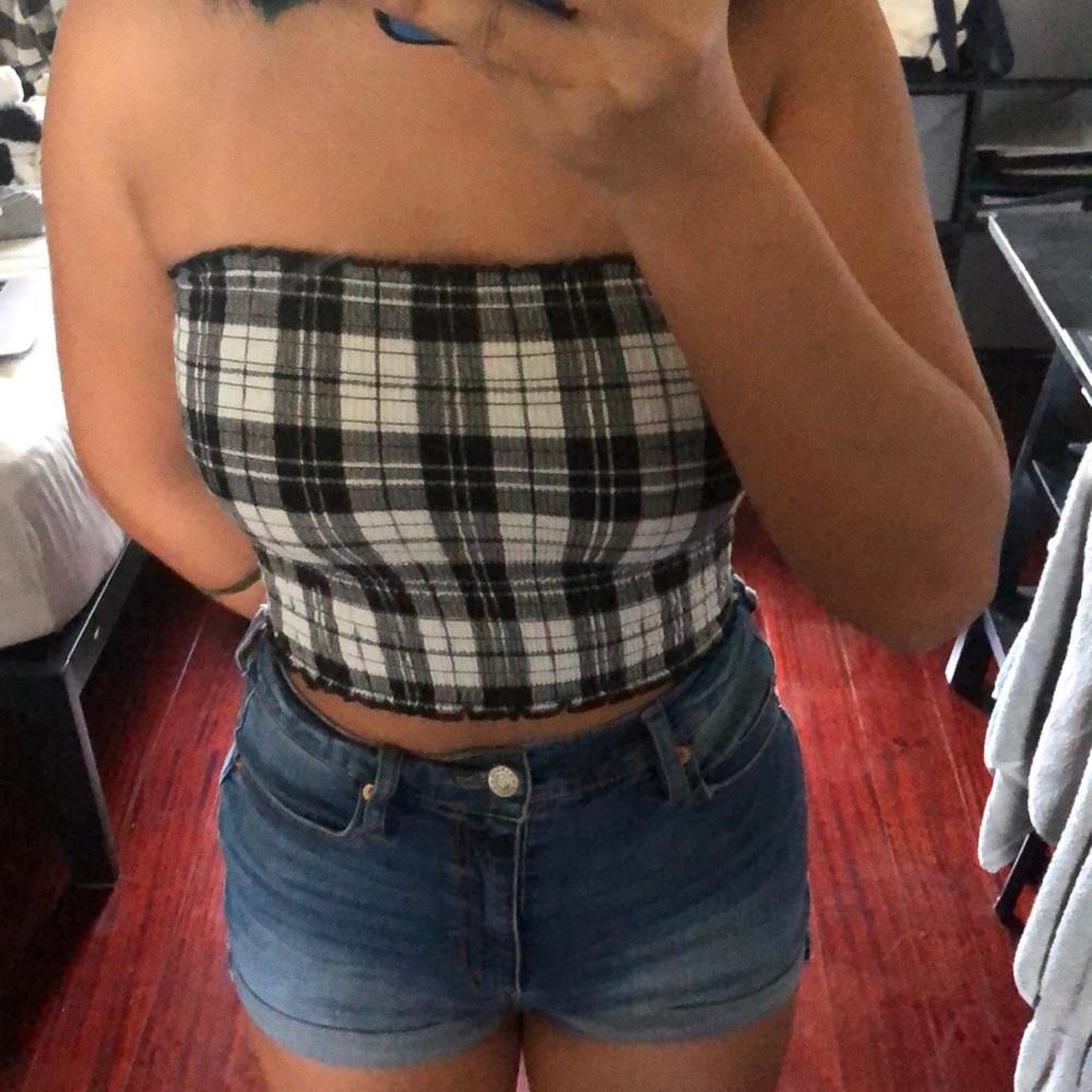 smocked crop tube top